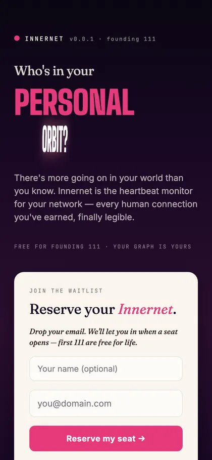 The InnerNet landing page on a phone