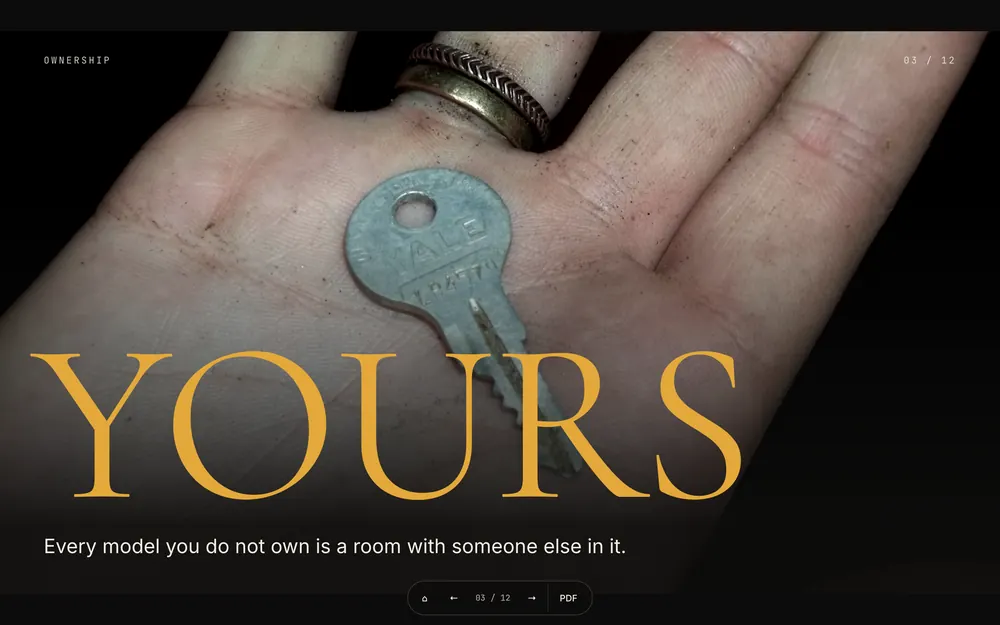 A key in an open palm under the word “Yours”